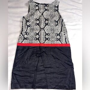 LOFT‎ Snakeskin Print Midi Dress with Red Accent